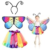 Fennoral 3tlg Schmetterling Kostüm Kinder Schmetterlingsflügel mit...