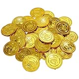 Goldge 50 Pcs Gold-Münzen Spielgeld für Kinder Spielzeug Mitgebsel mit...