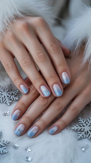 2 nageldesign mit schnee und eis optik