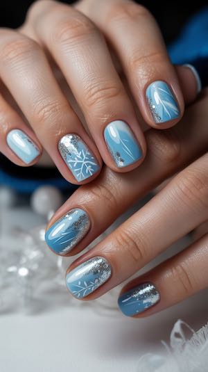 2 winter nails mit silber glitzer look